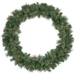 Northlight Pre-Lit Oregon Cashmere Pine Artificial Christmas Wreath - 48" - Clear Lights Green