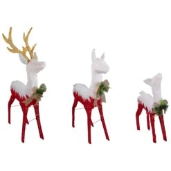 Northlight Lighted Reindeer Family Outdoor Christmas Decoration - 52.5" - Warm White -Set Of 3 Red