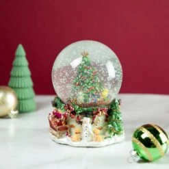 Northlight Gifts Under The Christmas Tree Musical Snow Globe - 6.5" Green -Northlight 1153422313967850144