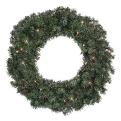 Northlight Pre-Lit Canadian Pine Artificial Christmas Wreath - 24" - Clear Lights Green