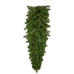 Northlight 54" Pre-Lit Deluxe Dorchester Pine Artificial Christmas Teardrop Swag, Clear Lights Green