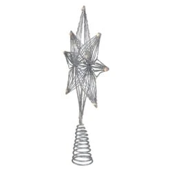 Northlight 13.75" LED Lighted B/O Silver Glittered Geometric Star Christmas Tree Topper - Warm White Lights 10 Northlight 13.75" LED Lighted B/O Silver Glittered Geometric Star Christmas Tree Topper - Warm White Lights -Northlight 1153422314898842272