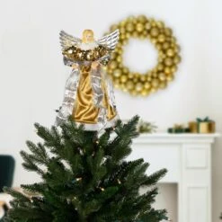 Northlight 12" Metallic Bronze And Silver Sequined Angel Christmas Tree Topper, Unlit 12 Northlight 12" Metallic Bronze And Silver Sequined Angel Christmas Tree Topper, Unlit -Northlight 1153436441301107936