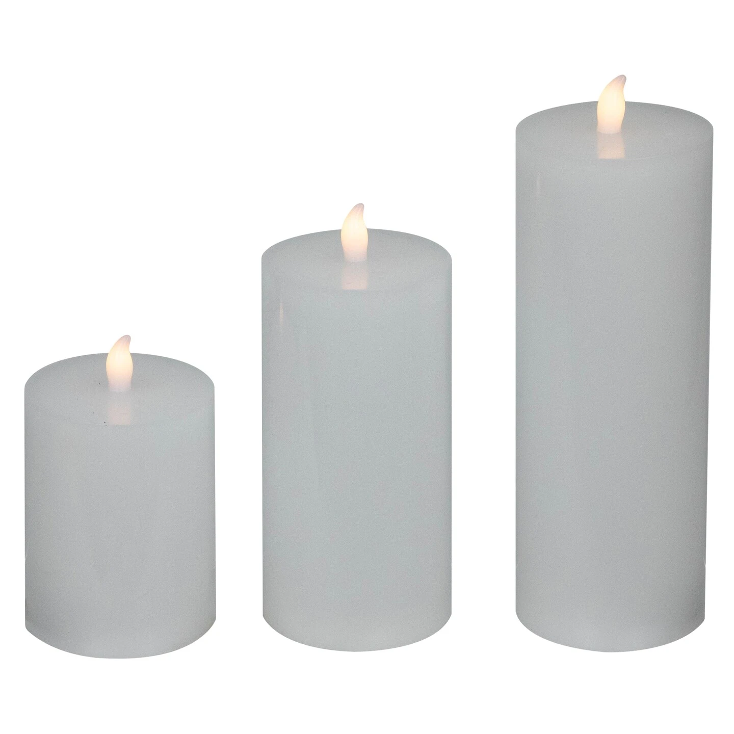 Northlight LED Solid Flameless Flickering Wax Pillar Candles - 8" - White - Set Of 3 8 Northlight LED Solid Flameless Flickering Wax Pillar Candles - 8" - White - Set Of 3 - Image 6