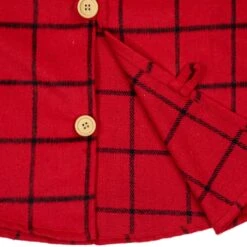 Northlight 48" Red Flannel Christmas Tree Skirt With Buttons -Northlight 1153436442135971040
