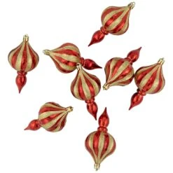 Northlight 8ct Red And Gold Shatterproof Finial Christmas Ornaments, 4.75" -Northlight 1153436442441958624