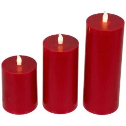 Northlight LED Flameless Flickering Wax Pillar Candles - 8" - Red - Set Of 3 15 Northlight LED Flameless Flickering Wax Pillar Candles - 8" - Red - Set Of 3 -Northlight 1153465325283525856