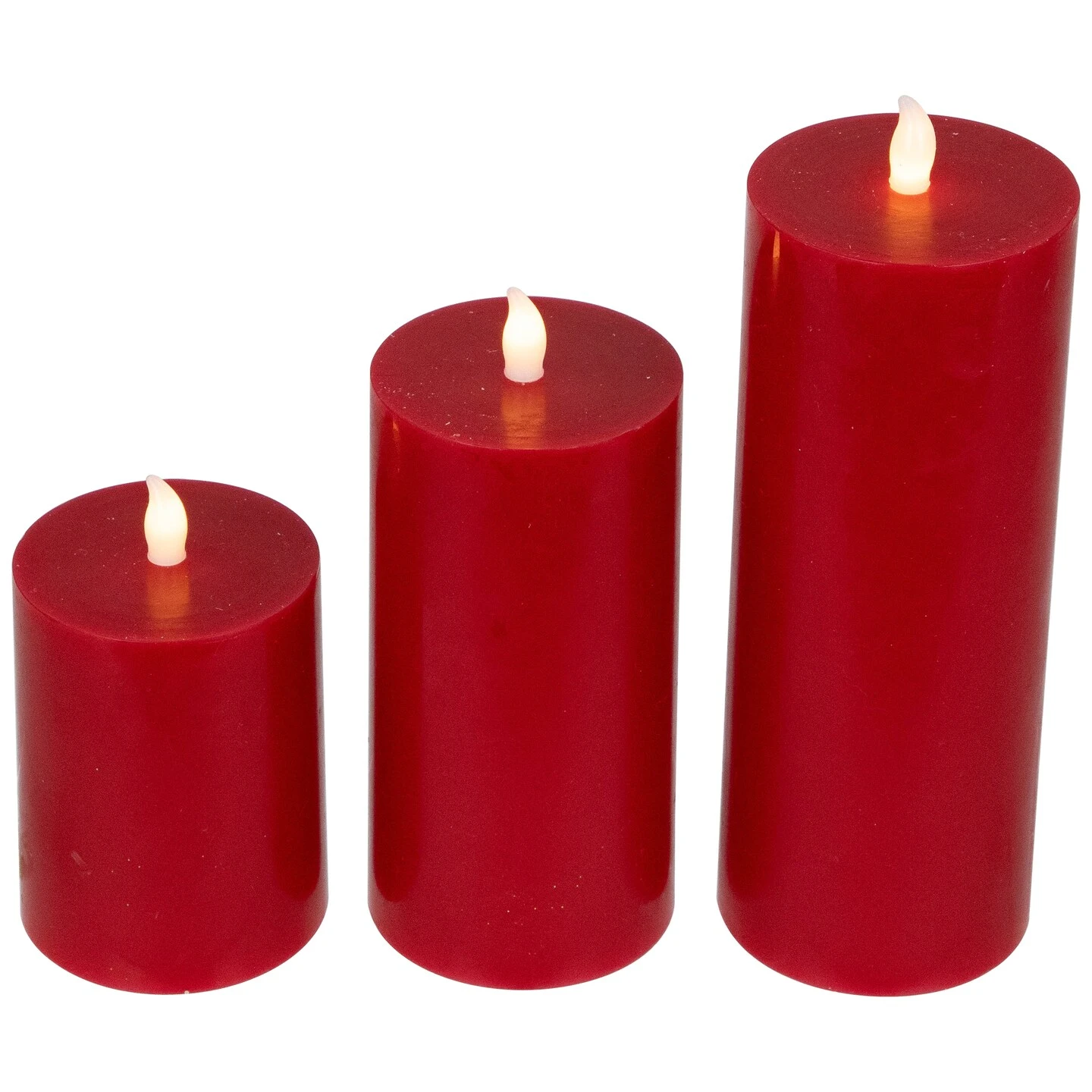 Northlight LED Flameless Flickering Wax Pillar Candles - 8" - Red - Set Of 3 8 Northlight LED Flameless Flickering Wax Pillar Candles - 8" - Red - Set Of 3 - Image 6