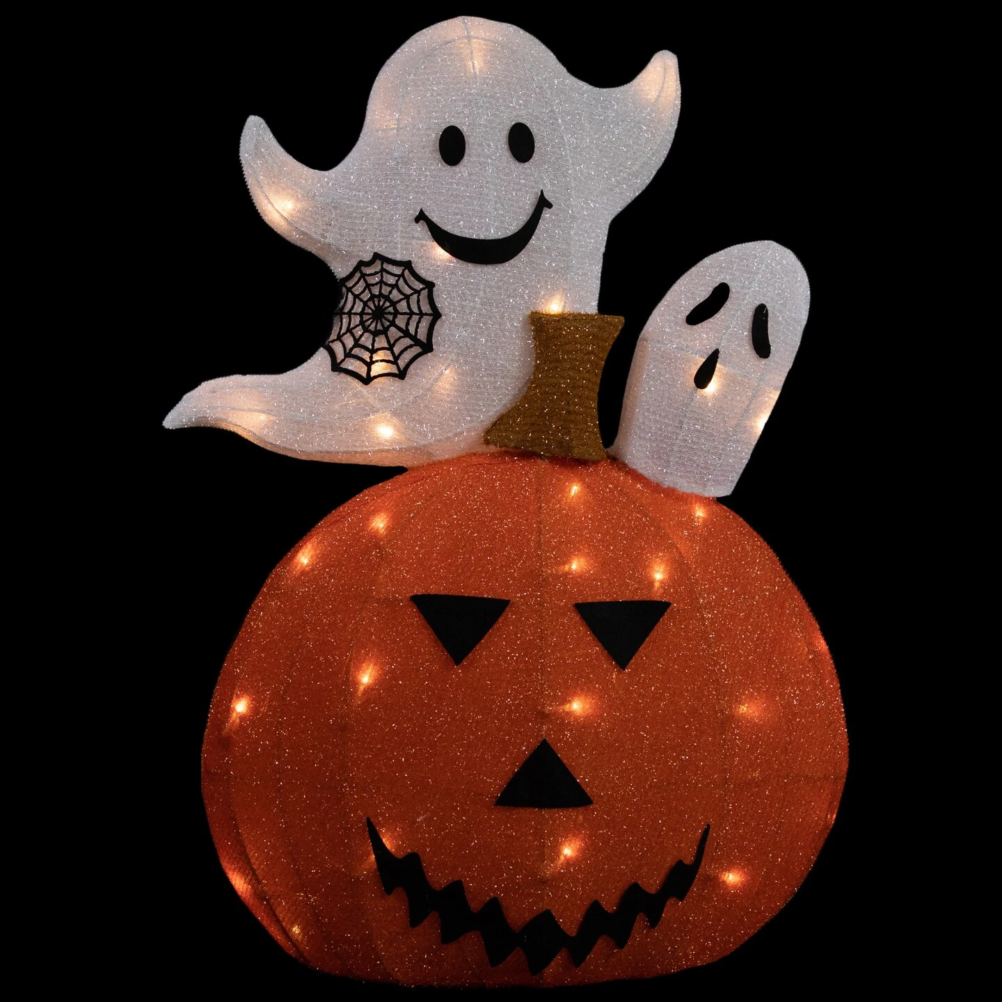 Northlight LED Lighted Jack-O-Lantern And Ghosts Halloween Decoration - 27.5" - Clear Lights Orange 6 Northlight LED Lighted Jack-O-Lantern And Ghosts Halloween Decoration - 27.5" - Clear Lights Orange - Image 4