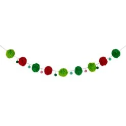 Northlight Pom Pom Christmas Garland - 4' X 2" - Green And Red - Unlit 17 Northlight Pom Pom Christmas Garland - 4' X 2" - Green And Red - Unlit -Northlight 11968409685344 2