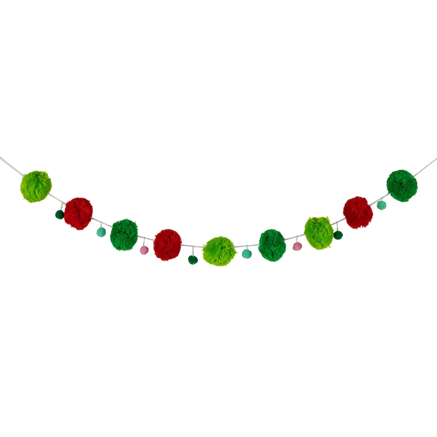Northlight Pom Pom Christmas Garland - 4' X 2" - Green And Red - Unlit 3 Northlight Pom Pom Christmas Garland - 4' X 2" - Green And Red - Unlit