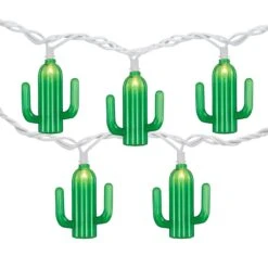Northlight Green Cactus Patio Light Set - 6' White Wire - 10ct 17 Northlight Green Cactus Patio Light Set - 6' White Wire - 10ct -Northlight 123474521109344 2