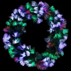 Northlight Multi-Function Color Changing Fiber Optic Artificial Pine Christmas Wreath - 24" Green -Northlight 130270422837072