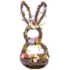 Northlight Floral Grapevine Bunny Shaped Easter Basket Decoration - 21" Purple -Northlight 131720356345872 2