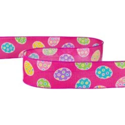 Northlight Easter Egg Design Wired Spring Craft Ribbon - 2.5" X 10 Yards - Pink -Northlight 132872180244272