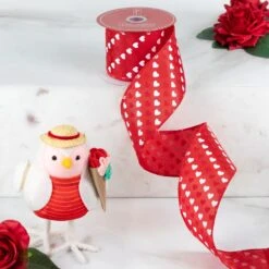 Northlight Diagonal Hearts Valentine's Day Wired Craft Ribbon - 2.5" X 10 Yards - Red And White 17 Northlight Diagonal Hearts Valentine's Day Wired Craft Ribbon - 2.5" X 10 Yards - Red And White -Northlight 133672827257008 2