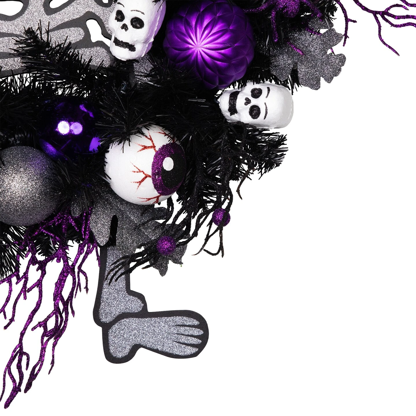 Northlight Purple And Black Spooky Skeleton Pine Halloween Wreath, 24-Inch, Unlit 9 Northlight Purple And Black Spooky Skeleton Pine Halloween Wreath, 24-Inch, Unlit - Image 7