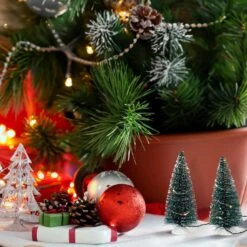 Northlight LED Lighted Frosted Mini Bottle Brush Pine Christmas Village Trees - 6" - Set Of 2 Green 9 Northlight LED Lighted Frosted Mini Bottle Brush Pine Christmas Village Trees - 6" - Set Of 2 Green -Northlight 1396109828720