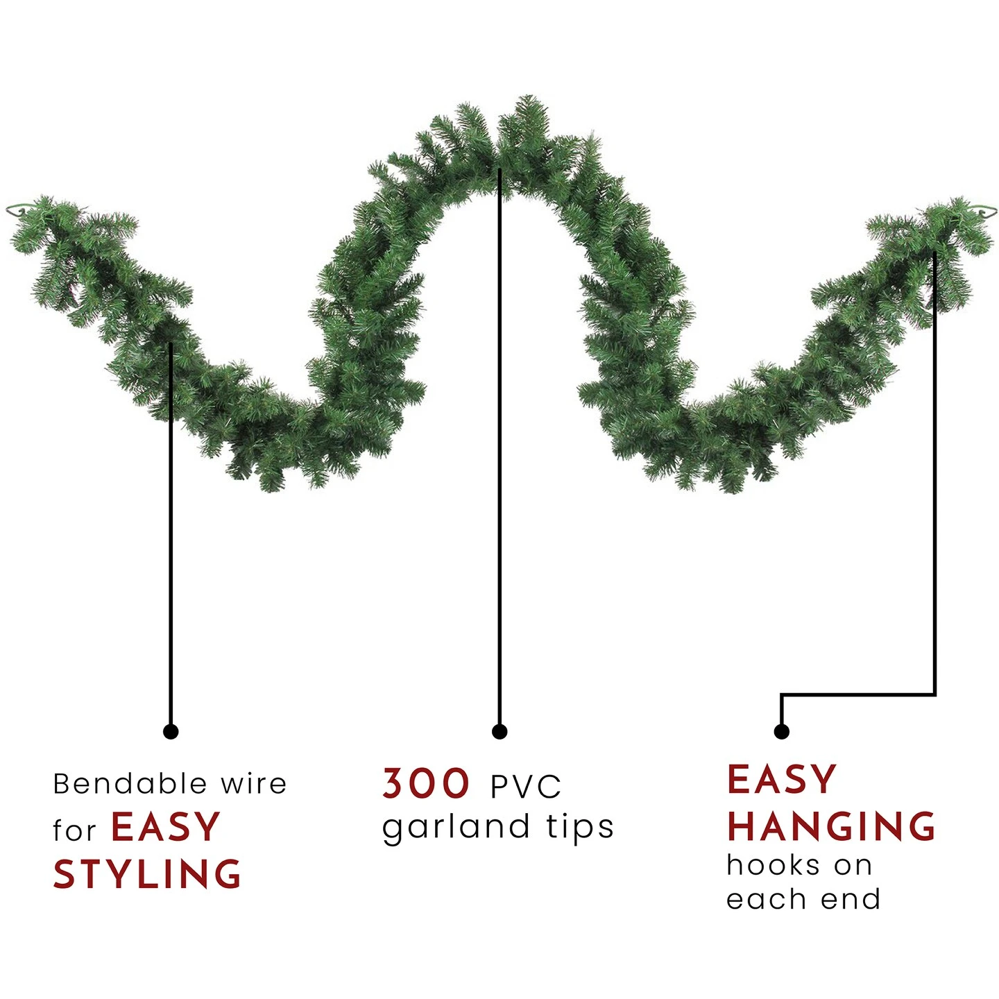 Northlight Windsor Pine Artificial Christmas Garland - 9' X 18" - Unlit Green 6 Northlight Windsor Pine Artificial Christmas Garland - 9' X 18" - Unlit Green - Image 4