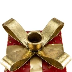 Northlight 4.5" Red Metal Gift Box Christmas Taper Candle Holder -Northlight 146226532140256
