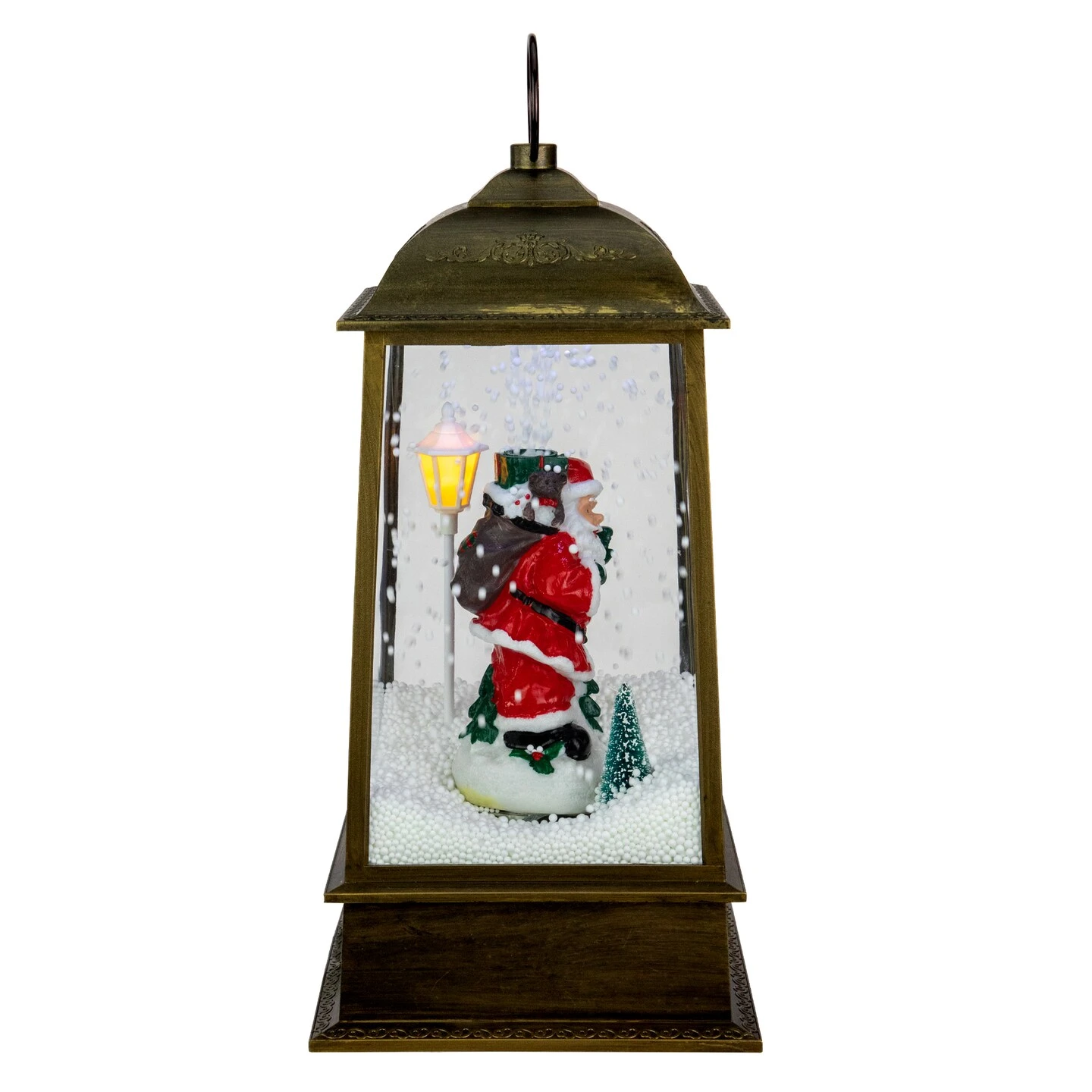 Northlight LED Lighted Snowing And Musical Santa Christmas Lantern - 13.5" Bronze 7 Northlight LED Lighted Snowing And Musical Santa Christmas Lantern - 13.5" Bronze - Image 5