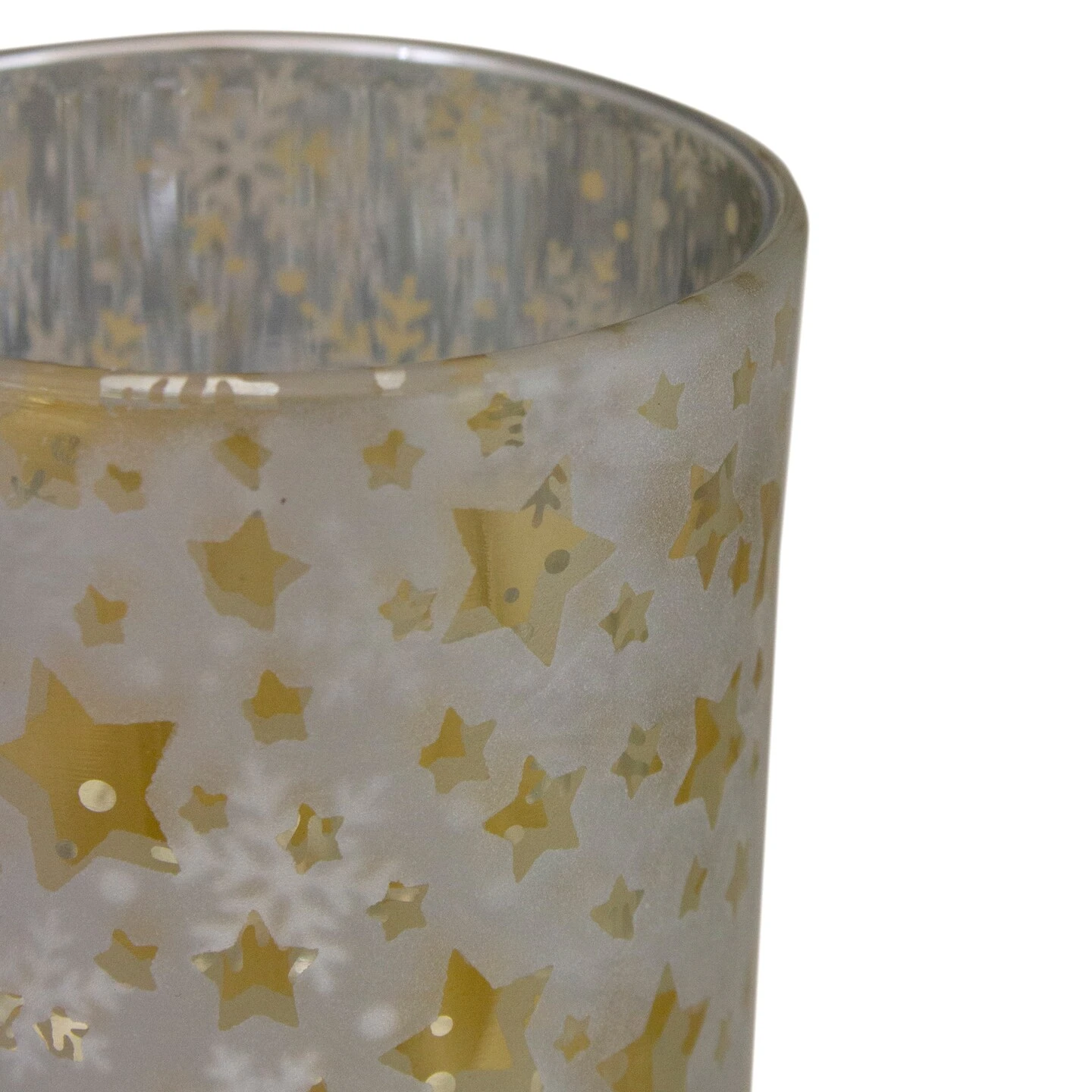 Northlight 3" Matte Silver And Gold Stars And Snowflakes Flameless Glass Candle Holder 7 Northlight 3" Matte Silver And Gold Stars And Snowflakes Flameless Glass Candle Holder - Image 5