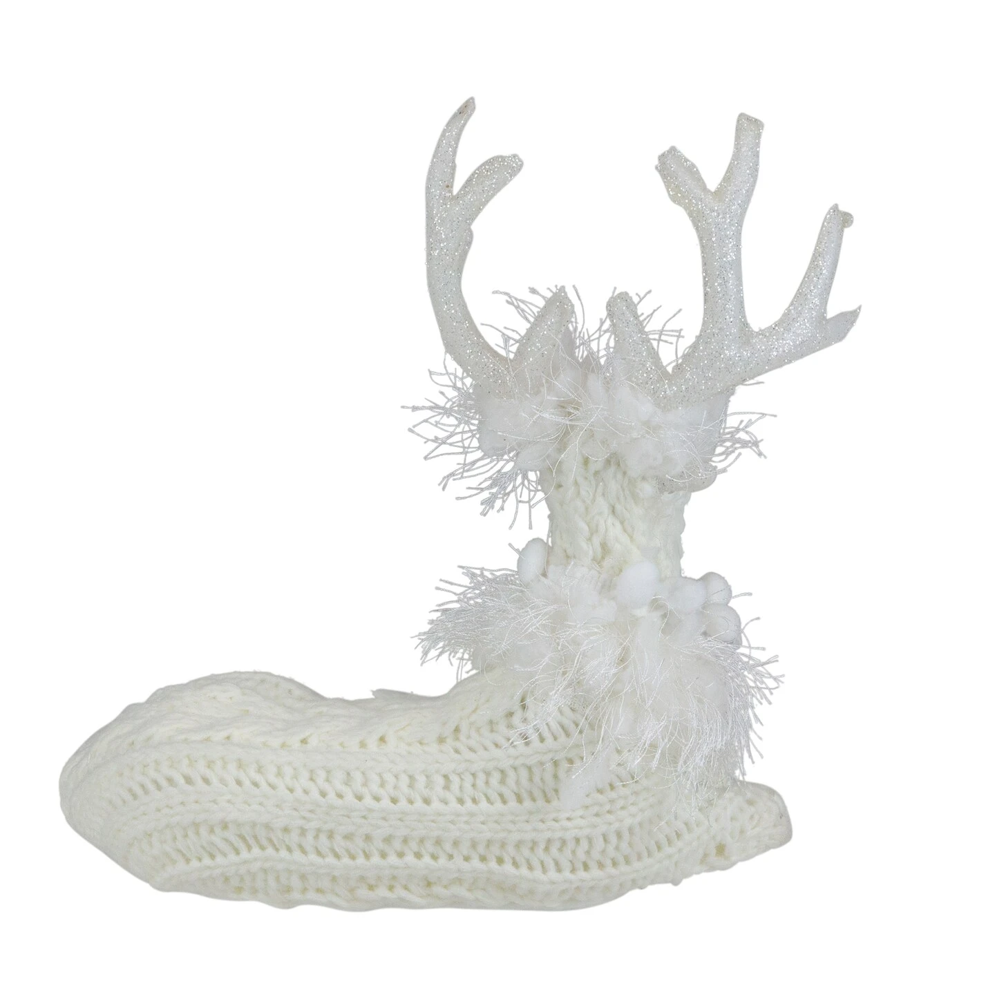Northlight Cable Knit Sweater Sitting Reindeer Christmas Figure - 9.75" White 7 Northlight Cable Knit Sweater Sitting Reindeer Christmas Figure - 9.75" White - Image 5