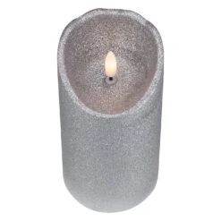 Northlight Lighted LED Flameless Flickering Pillar Christmas Candle - 6" - Silver -Northlight 146226689230048