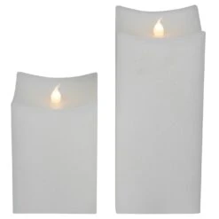 Northlight LED Flickering Flameless Wax Rectangular Candles - 8" - White - Set Of 2 -Northlight 146226746049760