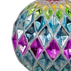 Northlight Glittered Harlequin Christmas Glass Ball Ornament - 3.75" - Rainbow Multi -Northlight 146227242878176