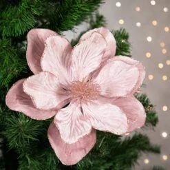 Northlight 23" Glittered Pink Magnolia Christmas Stem Spray -Northlight 146227270141152