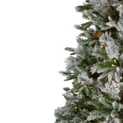 Northlight Real Touch™️ Pre-Lit Full Flocked Rosemary Emerald Angel Pine Artificial Christmas Tree - 6.5' - Clear LED Lights Green 15 Northlight Real Touch™️ Pre-Lit Full Flocked Rosemary Emerald Angel Pine Artificial Christmas Tree - 6.5' - Clear LED Lights Green -Northlight 146227502925024