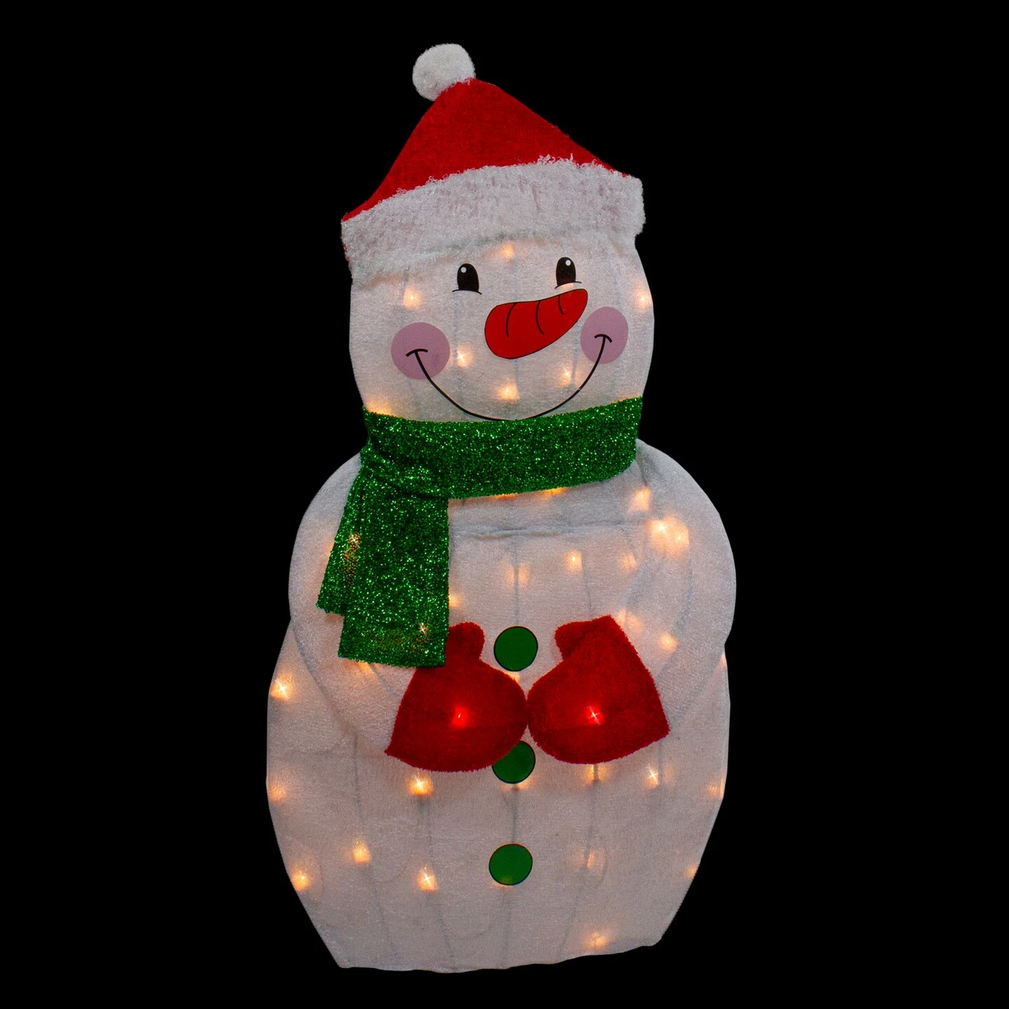Northlight 32" Lighted 2D Chenille Snowman With Scarf Outdoor Christmas Decoration White 6 Northlight 32" Lighted 2D Chenille Snowman With Scarf Outdoor Christmas Decoration White - Image 4