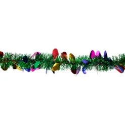 Northlight Christmas Light Bulb Wrapped Tinsel Commercial Garland - 50' X 2" - Green And Multicolor - Unlit -Northlight 146227718931680