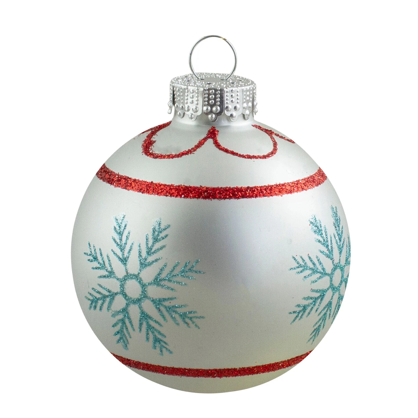 Northlight 4ct Silver And Blue Snowflake Glass Ball Christmas Ornament 2.75" (70mm) 9 Northlight 4ct Silver And Blue Snowflake Glass Ball Christmas Ornament 2.75" (70mm) - Image 7