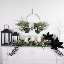 Northlight Mixed Foliage And Jingle Bell Christmas Pillar Candle Holder - 29" Green 13 Northlight Mixed Foliage And Jingle Bell Christmas Pillar Candle Holder - 29" Green -Northlight 146228557792480
