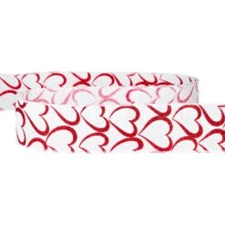 Northlight Glitter Hearts Valentine's Wired Craft Ribbon - 2.5" X 10 Yards - White And Red -Northlight 146732233822384