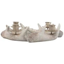 Northlight Antler Wreath Christmas Taper Candle Holder - 10.25" Beige 14 Northlight Antler Wreath Christmas Taper Candle Holder - 10.25" Beige -Northlight 150615503917232