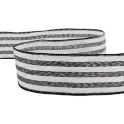 Northlight Striped Wired Craft Ribbon - 2.5" X 10 Yards - Black And White -Northlight 152781570675424