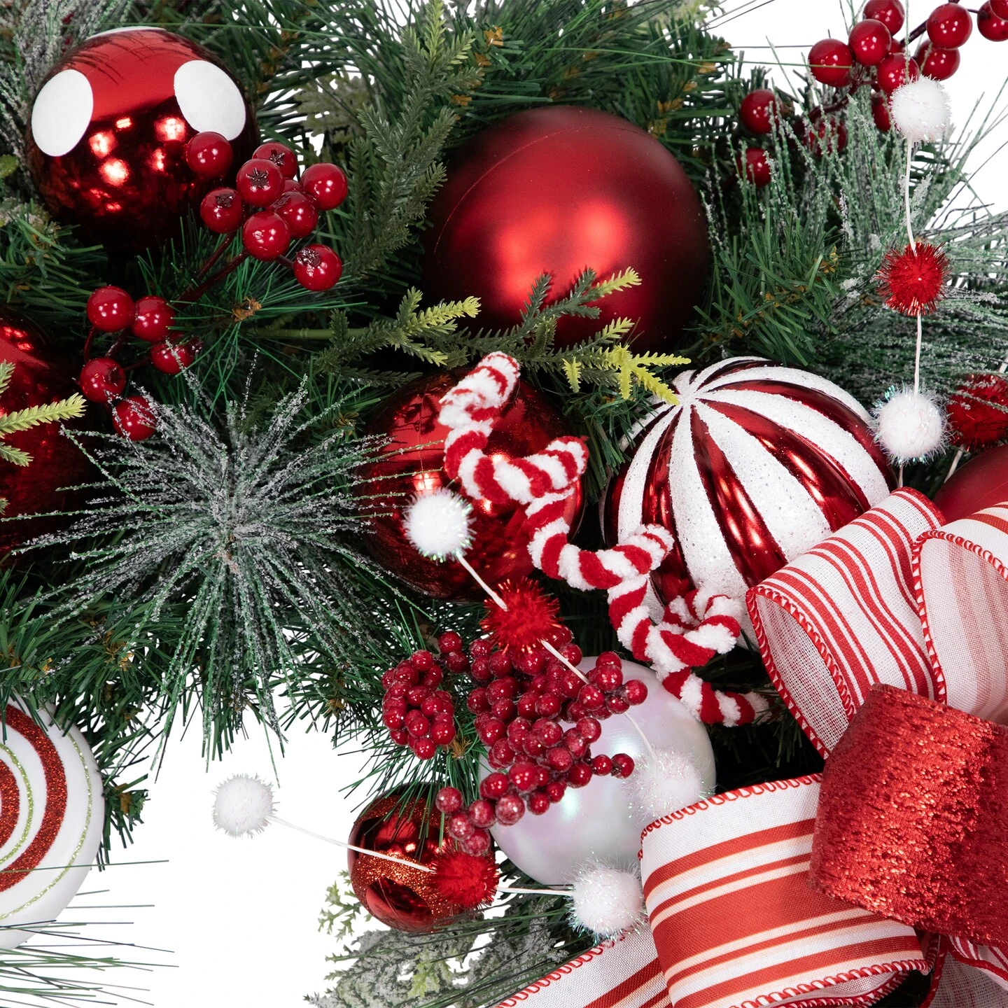 Northlight Peppermint Candy Artificial Pine Christmas Wreath - 42" - Unlit Red 9 Northlight Peppermint Candy Artificial Pine Christmas Wreath - 42" - Unlit Red - Image 7