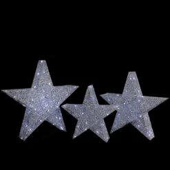 Northlight Set Of 3 LED Lighted Silver Stars Outdoor Christmas Decorations 24" 12 Northlight Set Of 3 LED Lighted Silver Stars Outdoor Christmas Decorations 24" -Northlight 152782636694496