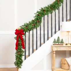 Northlight Pre-Lit Dakota Red Pine Artificial Christmas Garland - 9' X 12" - Clear AlwaysLit Lights Green