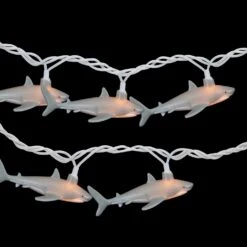 Northlight Shark Indoor Outdoor Patio Light Set - 6'- White Wire - 10ct Gray -Northlight 160882136328336