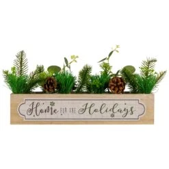 Northlight Rectangular Boxed Foliage "Home For The Holidays" Christmas Candle Holders - 13.75" Brown -Northlight 161089273924960 1