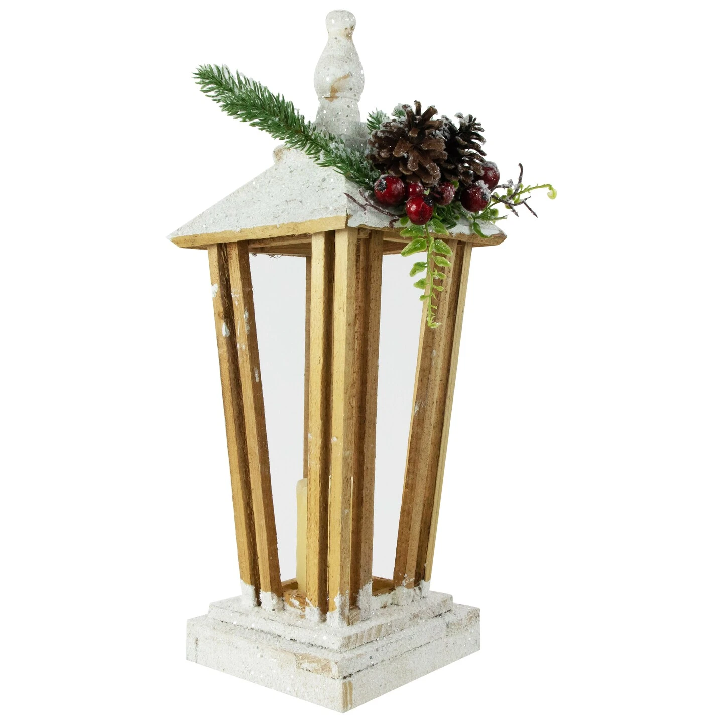 Northlight 18" LED Lighted Natural And White Storm Lantern Christmas Decoration Beige 7 Northlight 18" LED Lighted Natural And White Storm Lantern Christmas Decoration Beige - Image 5