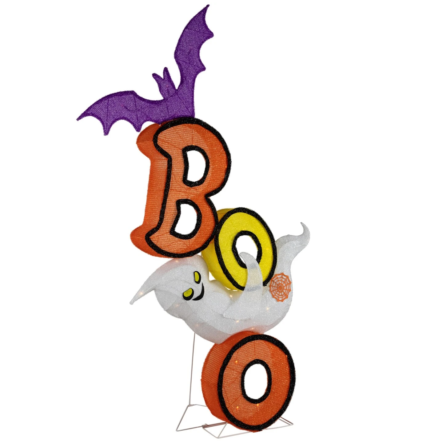 Northlight Lighted Bat And Ghost "BOO" Halloween Decoration - 4.5' - Warm White LED Lights Orange 7 Northlight Lighted Bat And Ghost "BOO" Halloween Decoration - 4.5' - Warm White LED Lights Orange - Image 5