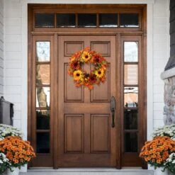 Northlight Sunflower And Pine Cone Artificial Thanksgiving Wreath - 24" Orange -Northlight 167506185301424