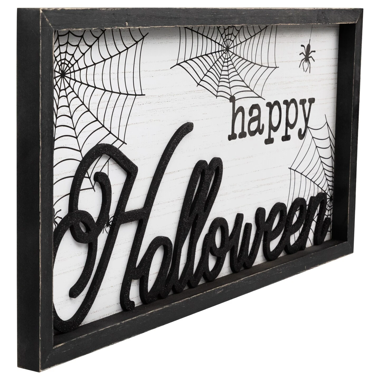 Northlight Framed "Happy Halloween" Spider Web Wall Sign - 23.5" Black 6 Northlight Framed "Happy Halloween" Spider Web Wall Sign - 23.5" Black - Image 4