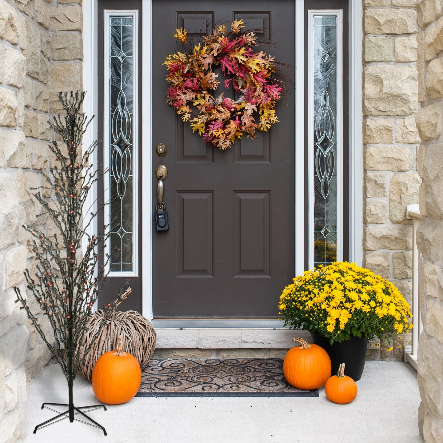 Northlight Pre-Lit Cascade Outdoor Halloween Twig Tree - 4' - Black - Orange Lights 5 Northlight Pre-Lit Cascade Outdoor Halloween Twig Tree - 4' - Black - Orange Lights - Image 3