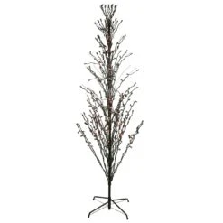Northlight Pre-Lit Cascade Outdoor Halloween Twig Tree - 4' - Black - Orange Lights